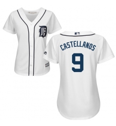 Women's Majestic Detroit Tigers #9 Nick Castellanos Authentic White Home Cool Base MLB Jersey