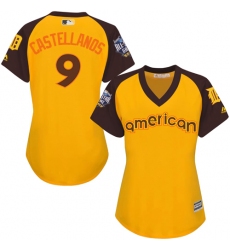 Women's Majestic Detroit Tigers #9 Nick Castellanos Authentic Yellow 2016 All-Star American League BP Cool Base MLB Jersey