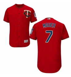 Men's Majestic Minnesota Twins #7 Joe Mauer Authentic Scarlet Alternate Flex Base Authentic Collection MLB Jersey