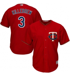 Youth Majestic Minnesota Twins #3 Harmon Killebrew Replica Scarlet Alternate Cool Base MLB Jersey