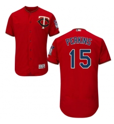 Men's Majestic Minnesota Twins #15 Glen Perkins Authentic Scarlet Alternate Flex Base Authentic Collection MLB Jersey