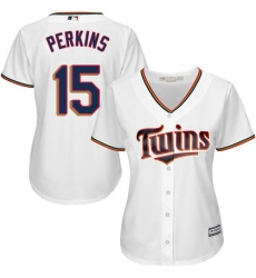 Women's Majestic Minnesota Twins #15 Glen Perkins Authentic White Home Cool Base MLB Jersey