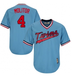 Men's Majestic Minnesota Twins #4 Paul Molitor Authentic Light Blue Cooperstown MLB Jersey