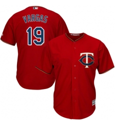 Men's Majestic Minnesota Twins #19 Kennys Vargas Replica Scarlet Alternate Cool Base MLB Jersey