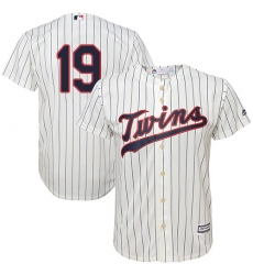 Youth Majestic Minnesota Twins #19 Kennys Vargas Authentic Cream Alternate Cool Base MLB Jersey