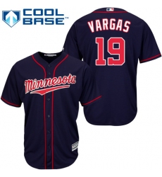 Youth Majestic Minnesota Twins #19 Kennys Vargas Authentic Navy Blue Alternate Road Cool Base MLB Jersey