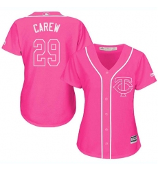 Women's Majestic Minnesota Twins #29 Rod Carew Replica Pink Fashion Cool Base MLB Jersey