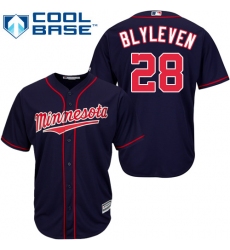 Youth Majestic Minnesota Twins #28 Bert Blyleven Replica Navy Blue Alternate Road Cool Base MLB Jersey