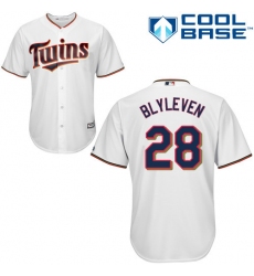 Youth Majestic Minnesota Twins #28 Bert Blyleven Replica White Home Cool Base MLB Jersey