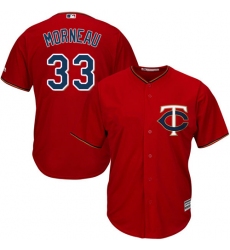 Men's Majestic Minnesota Twins #33 Justin Morneau Replica Scarlet Alternate Cool Base MLB Jersey