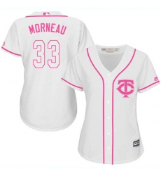 Women's Majestic Minnesota Twins #33 Justin Morneau Replica White Fashion Cool Base MLB Jersey
