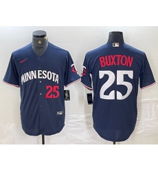 Men's Minnesota Twins #25 Byron Buxton Number 2023 Navy Blue Cool Base Stitched Jersey