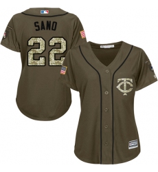 Women's Majestic Minnesota Twins #22 Miguel Sano Replica Green Salute to Service MLB Jersey