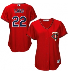 Women's Majestic Minnesota Twins #22 Miguel Sano Replica Scarlet Alternate Cool Base MLB Jersey