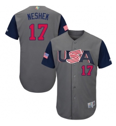 Men's USA Baseball Majestic #17 Pat Neshek Gray 2017 World Baseball Classic Authentic Team Jersey