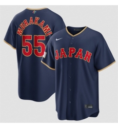 Men's Japan Baseball #55 Munetaka Murakami Navy 2026 World Baseball Classic Road Stadium Stitched Jersey