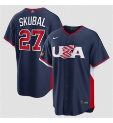 Men's USA Baseball #27 Tarik Skubal Navy 2026 World Baseball Classic Road Stadium Stitched Jersey