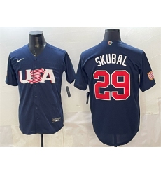 Men's USA Baseball #29 Cal Raleigh Navy World Baseball Classic Stitched Jersey