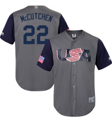 Youth USA Baseball Majestic #22 Andrew McCutchen Gray 2017 World Baseball Classic Replica Team Jersey