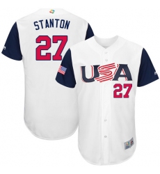 Men's USA Baseball Majestic #27 Giancarlo Stanton White 2017 World Baseball Classic Authentic Team Jersey