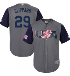 Youth USA Baseball Majestic #29 Tyler Clippard Gray 2017 World Baseball Classic Replica Team Jersey