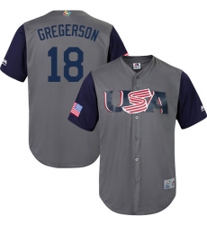 Youth USA Baseball Majestic #18 Luke Gregerson Gray 2017 World Baseball Classic Replica Team Jersey