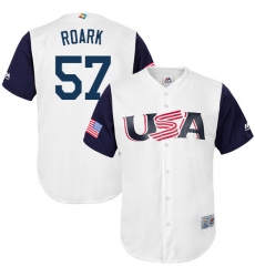 Men's USA Baseball Majestic #57 Tanner Roark White 2017 World Baseball Classic Replica Team Jersey