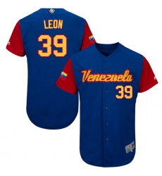 Men's Venezuela Baseball Majestic #39 Arcenio Leon Royal Blue 2017 World Baseball Classic Authentic Team Jersey