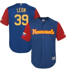 Men's Venezuela Baseball Majestic #39 Arcenio Leon Royal Blue 2017 World Baseball Classic Replica Team Jersey