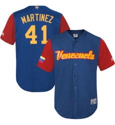 Men's Venezuela Baseball Majestic #41 Victor Martinez Royal Blue 2017 World Baseball Classic Replica Team Jersey