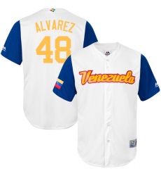 Men's Venezuela Baseball Majestic #48 Jose Alvarez White 2017 World Baseball Classic Replica Team Jersey