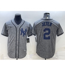 Men's New York Yankees #2 Derek Jeter Grey Gridiron Cool Base Stitched Jersey
