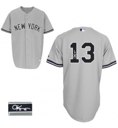 Men's Majestic New York Yankees #13 Alex Rodriguez Authentic Grey Road Autographed MLB Jersey