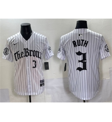 Men's New York Yankees #3 Babe Ruth White Pinstripe 'Gothic Legacy Edition' Vapor Premier Limited Stitched Baseball Jersey
