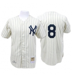 Men's Mitchell and Ness New York Yankees #8 Yogi Berra Replica White Throwback MLB Jersey