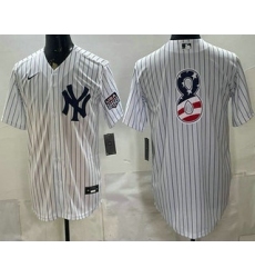 Men's New York Yankees #8 Yogi Berra White 2026 USA 250 Fourth of July Home Stadium Stitched Jersey