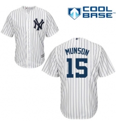 Men's Majestic New York Yankees #15 Thurman Munson Replica White Home MLB Jersey