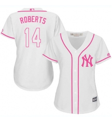 Women's Majestic New York Yankees #14 Brian Roberts Authentic White Fashion Cool Base MLB Jersey