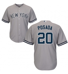Youth Majestic New York Yankees #20 Jorge Posada Authentic Grey Road MLB Jersey