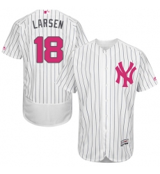 Men's Majestic New York Yankees #18 Don Larsen Authentic White 2016 Mother's Day Fashion Flex Base MLB Jersey