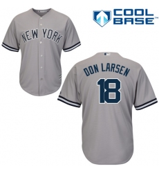 Men's Majestic New York Yankees #18 Don Larsen Replica Grey Road MLB Jersey