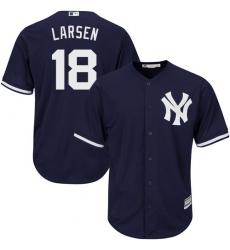 Men's Majestic New York Yankees #18 Don Larsen Replica Navy Blue Alternate MLB Jersey