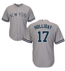 Men's Majestic New York Yankees #17 Matt Holliday Replica Grey Road MLB Jersey