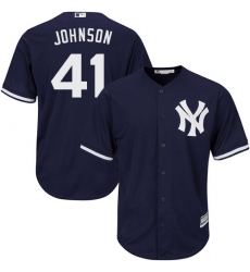 Men's Majestic New York Yankees #41 Randy Johnson Replica Navy Blue Alternate MLB Jersey