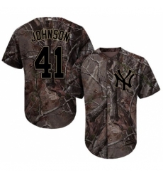 Youth Majestic New York Yankees #41 Randy Johnson Authentic Camo Realtree Collection Flex Base MLB Jersey