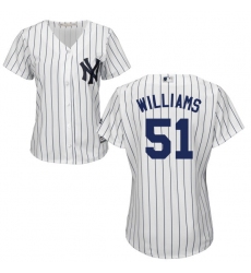 Women's Majestic New York Yankees #51 Bernie Williams Authentic White Home MLB Jersey