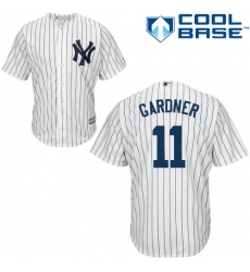 Youth Majestic New York Yankees #11 Brett Gardner Replica White Home MLB Jersey