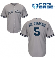 Men's Majestic New York Yankees #5 Joe DiMaggio Replica Grey Road MLB Jersey