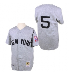 Men's Mitchell and Ness 1939 New York Yankees #5 Joe DiMaggio Authentic Grey Throwback MLB Jersey