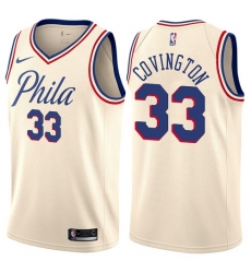 Men's Nike Philadelphia 76ers #33 Robert Covington Swingman Cream NBA Jersey - City Edition